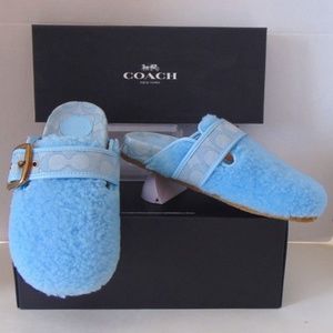 *New*Coach Shearling Clog Signature Baby Blue Sz6